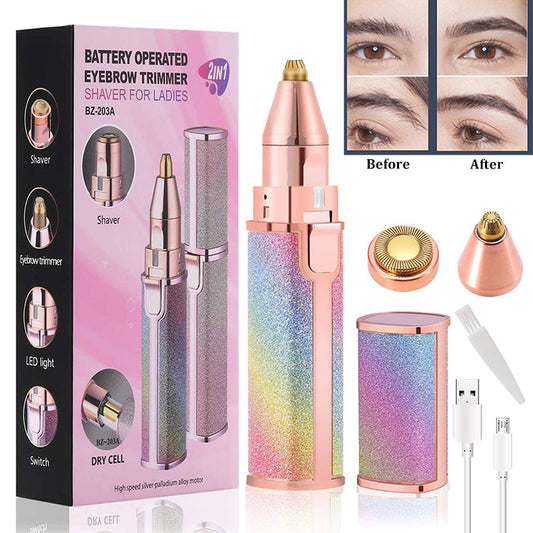 Chargeable Flawless 2 in 1 Eye Brow And Facial Hair Remover Machine