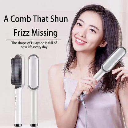 2-in-1 Hair Straightener & Curling Brush