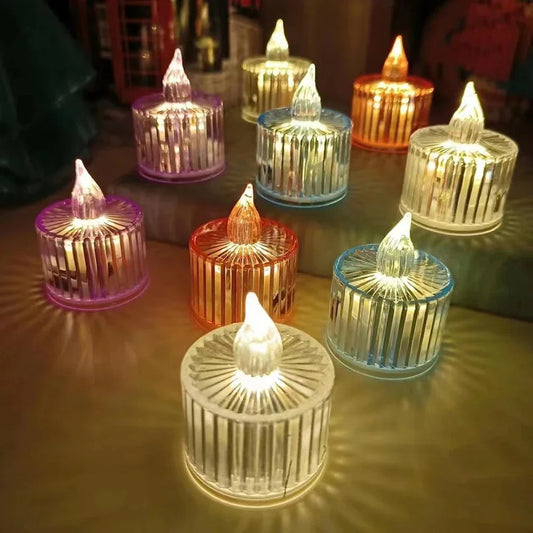 LED Tealight Candles Transparent Artificial Battery Powered - Pack of 5